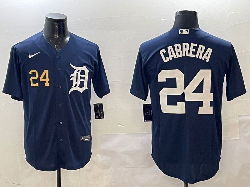 Men Detroit Tigers #24 Cabrera Blue Game 2025 Nike MLB Jersey style 2